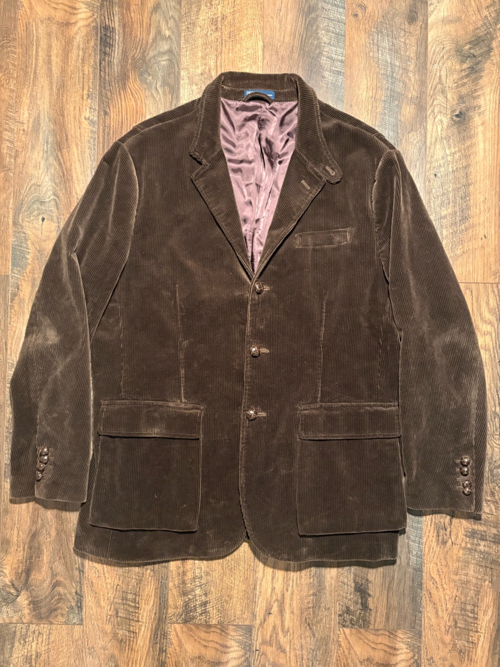 Vintage Polo Ralph Lauren Corduroy Utility Jacket Brown XL Leather Buttons
